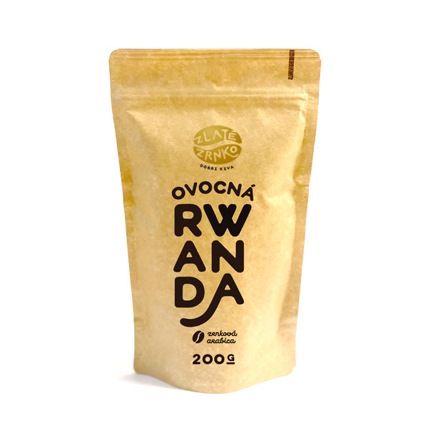 Káva Zlaté Zrnko - Rwanda - "OVOCNÁ" 200g MLETÁ - Mletie na domáci espresso kávovar a zalievanie - turka (jemné)