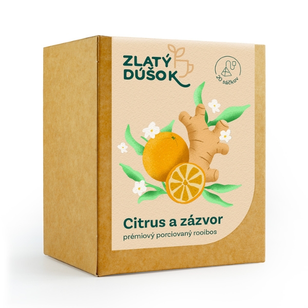 E-shop Porciovaný čaj Zlatý Dúšok - Citrus a zázvor 45g